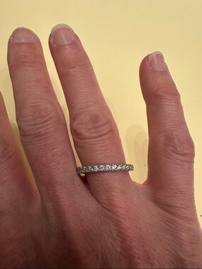 Classic Silver Diamond-Style Pavé Band Ring - Women Jewelry